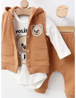 Set 3 piese Poli Fony Bear, bej