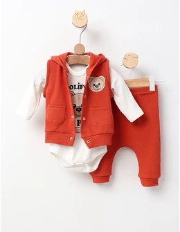 Set 3 piese Poli Fony Bear, caramiziu