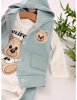 Set 3 piese Poli Fony Bear, verde