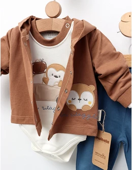 Set 3 piese Traveler Pinguin maro