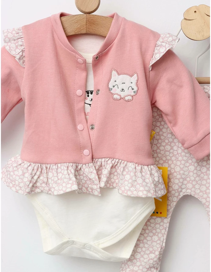 Set 3 piese Trei Pisicute model roz-prafuit picture - 2