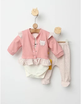 Set 3 piese Trei Pisicute model roz-prafuit