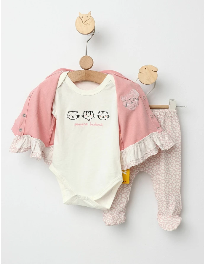 Set 3 piese Trei Pisicute model roz-prafuit picture - 3