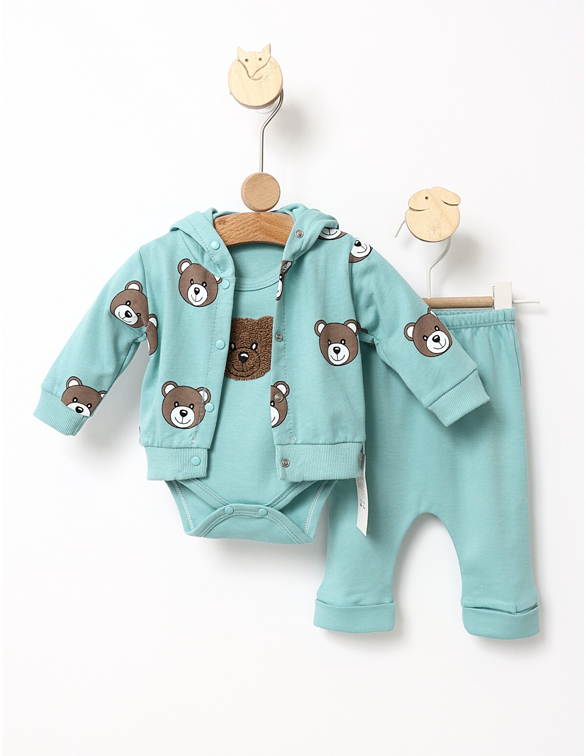 Set 3 piese Ursule Brun model verde