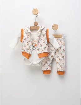 Set 3 piese Woof Woof, model cu portocaliu