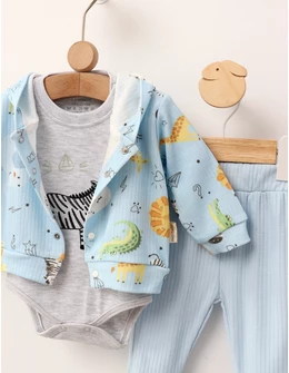 Set 3 piese, Zebra, model cu albastru