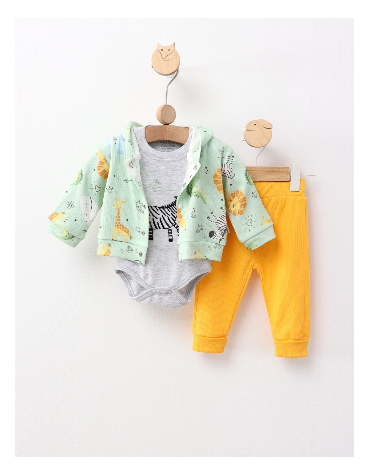 Set 3 piese, Zebra, model cu verde