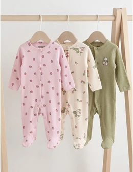 Set 3 salopete, cu botosei, Capsunele, multicolor