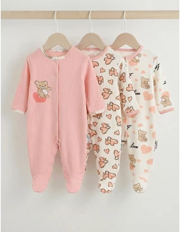 Set 3 salopete cu botosei Love Bear, multicolor