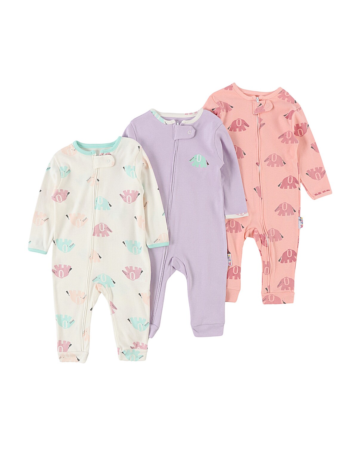 Set 3 salopete premium, Elefantei, multicolor