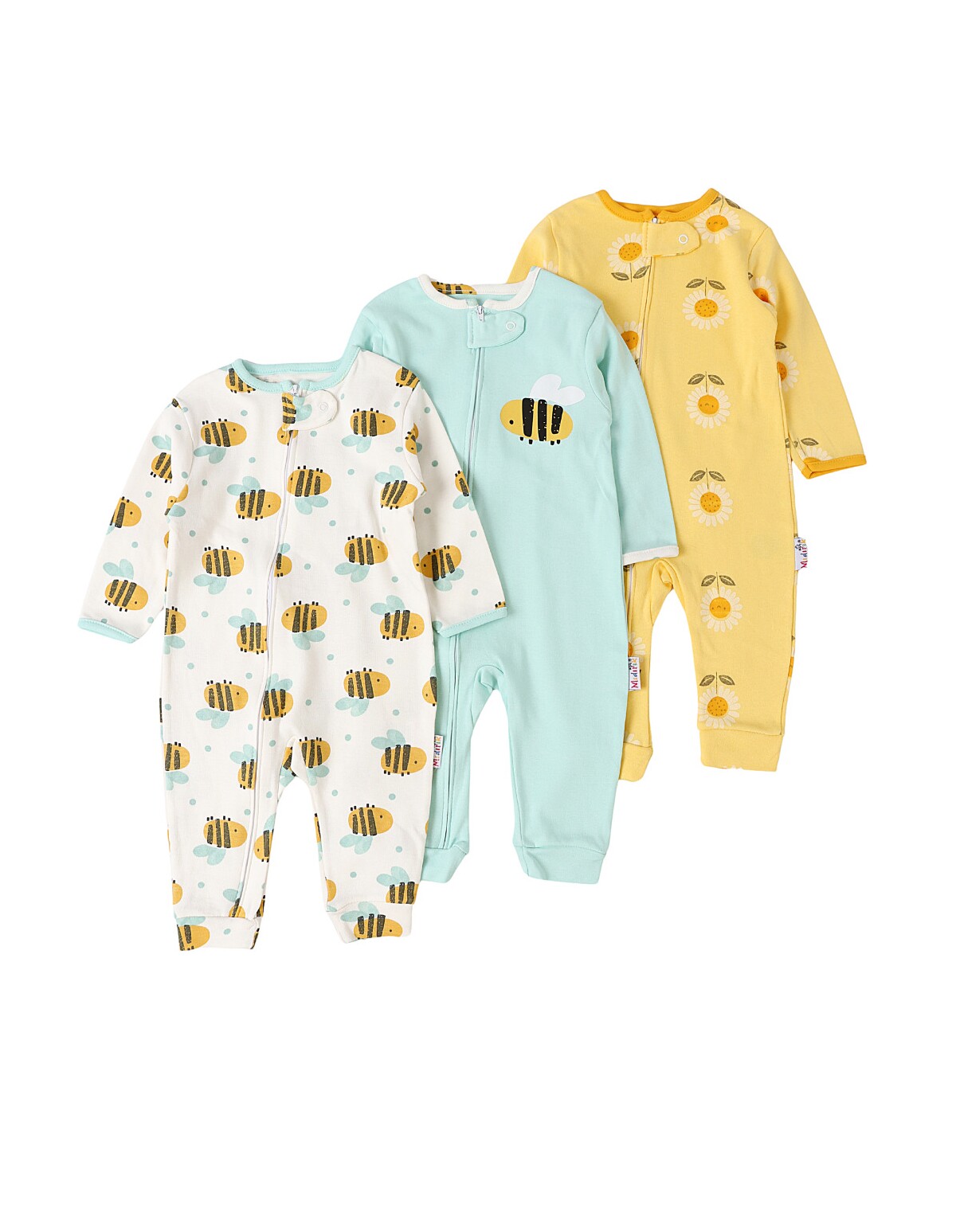 Set 3 salopete premium, Flori si Albinute, multicolor