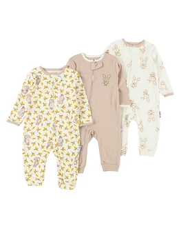 Set 3 salopete premium, Iepurila multicolor