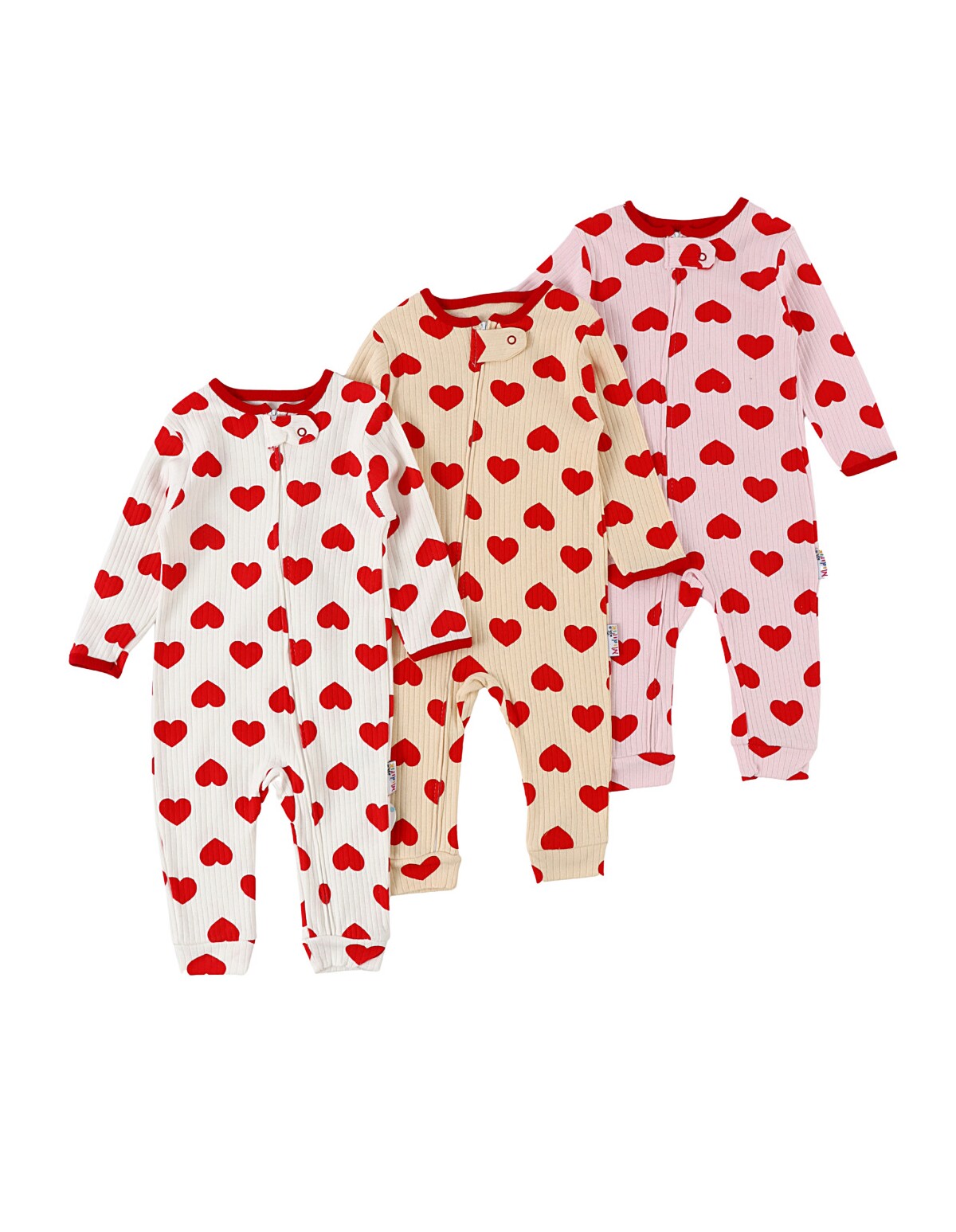 Set 3 salopete premium, Inimioare multicolor