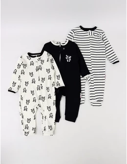 Set 3 salopete premium, Panda alb-negru