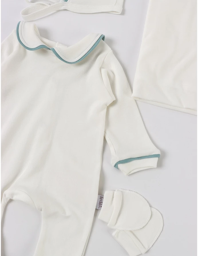 Set 4 piese bebe Kriss, model alb-verde picture - 3