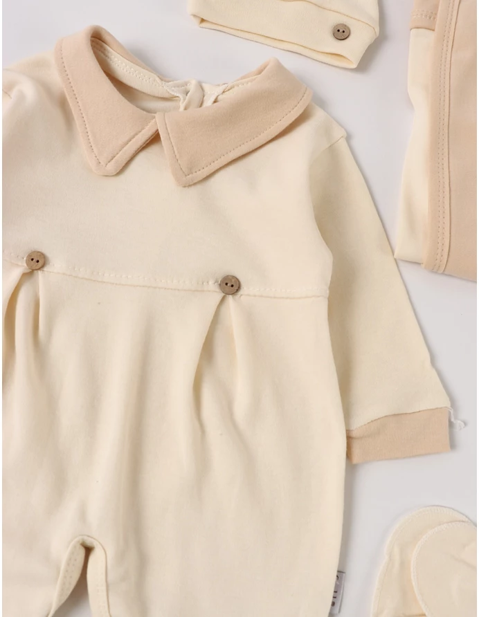 Set 4 piese bebe Laures, model crem-maro picture - 3