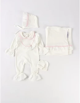 Set 4 piese Daiana alb-roz