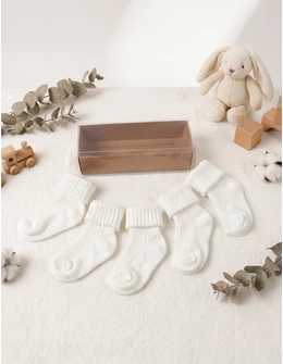 Set 5 perechi sosete Simple, alb