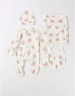 Set 5 piese Capsunele, alb-roz