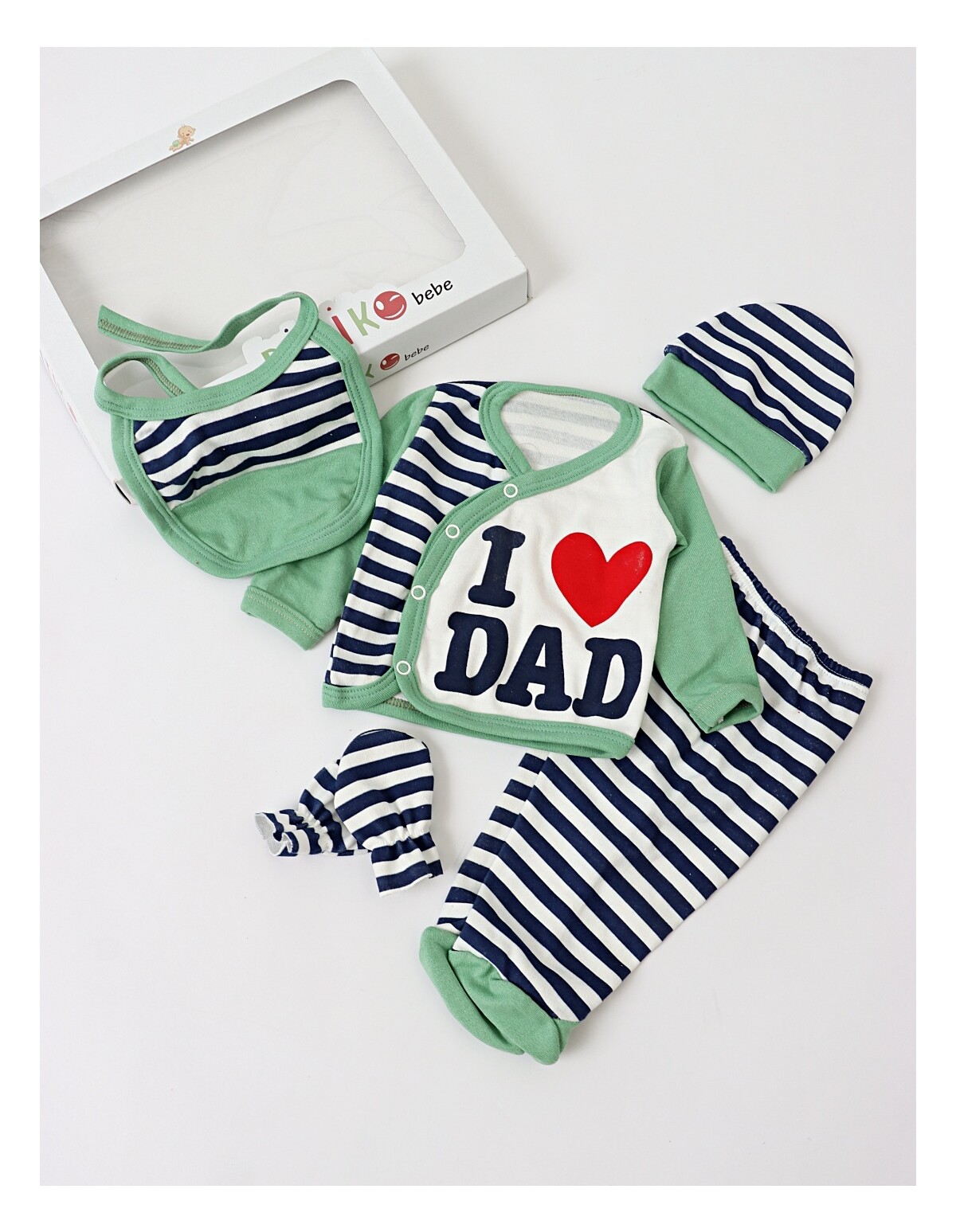 Set 5 piese I Love DAD PITIKO verde