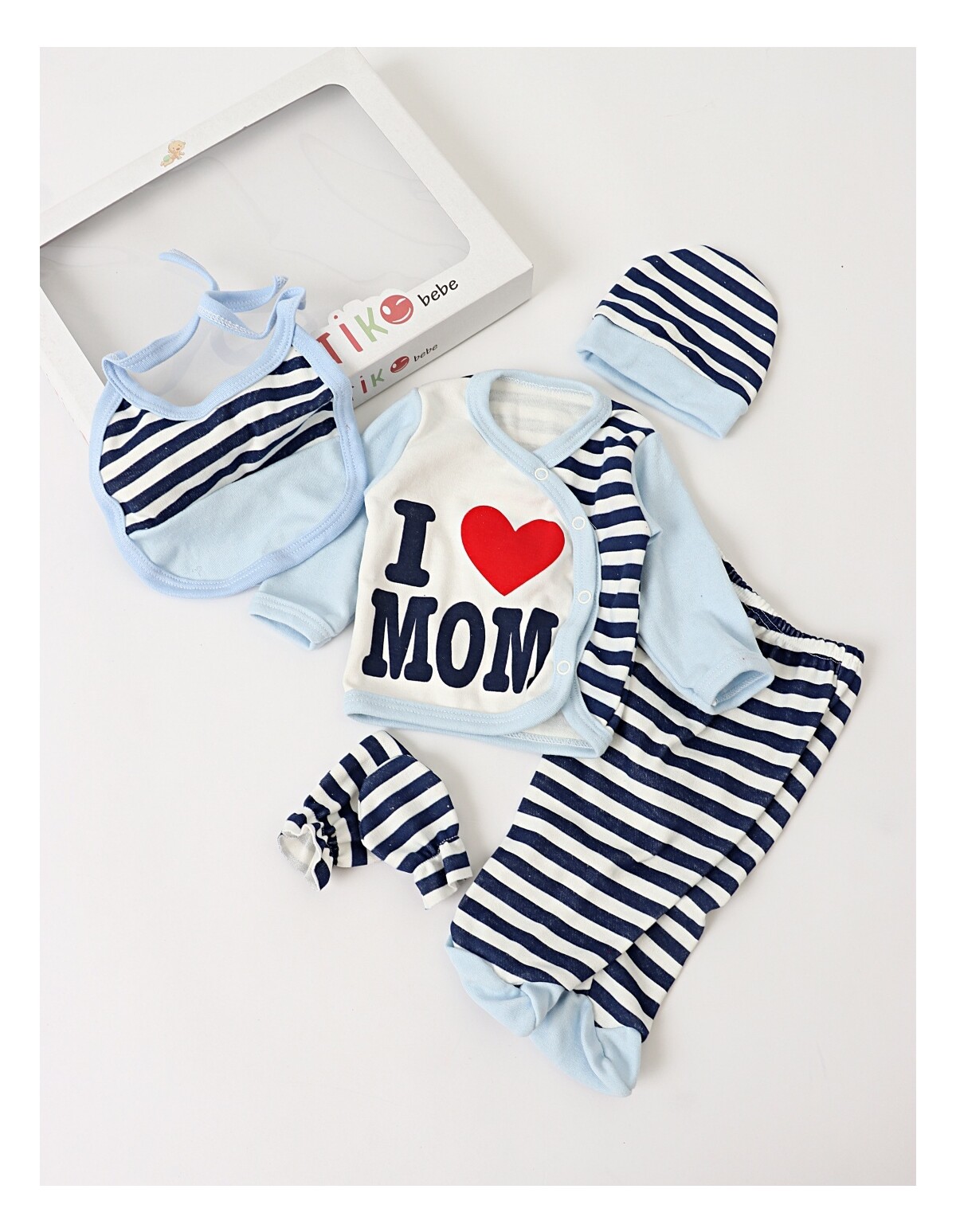 Set 5 piese I Love MOM PITIKO bleu