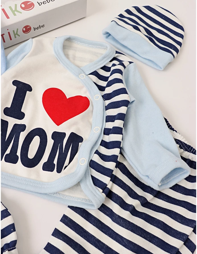 Set 5 piese I Love MOM PITIKO bleu picture - 2
