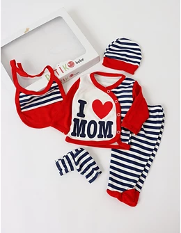 Set 5 piese I Love MOM PITIKO rosu