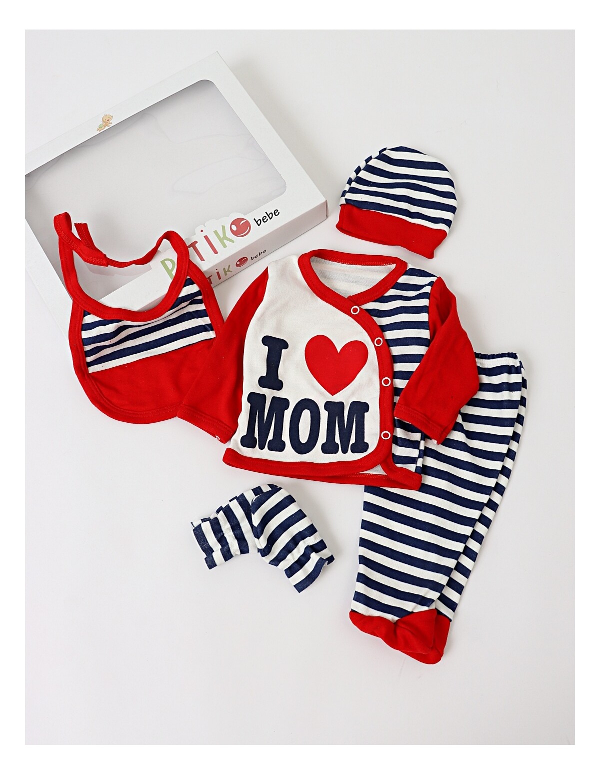 Set 5 piese I Love MOM PITIKO rosu