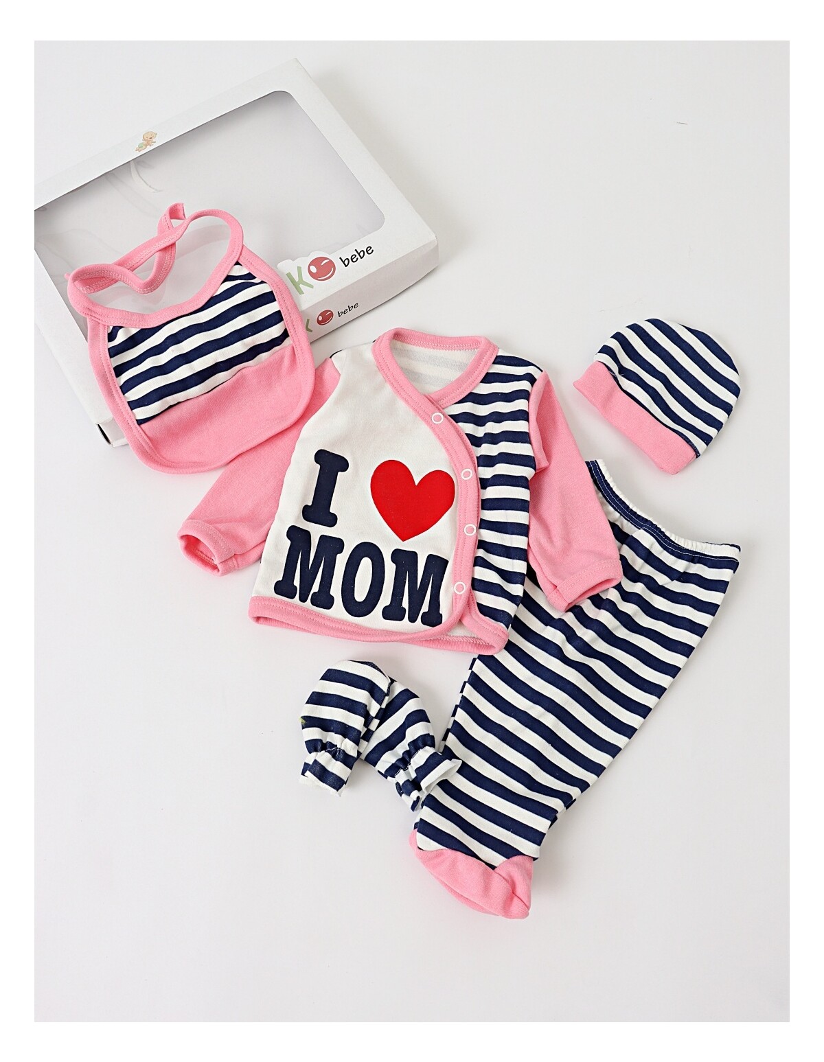 Set 5 piese I Love MOM PITIKO roz