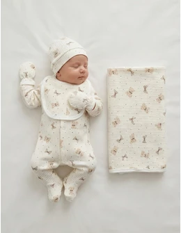 Set 5 piese Toy Bear, alb-bej