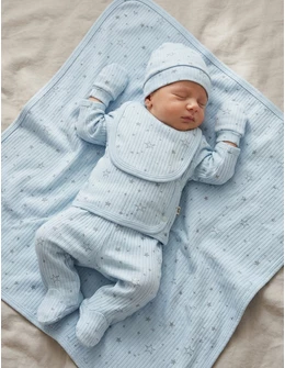 Set 6 piese bebe, Stelute, albastru