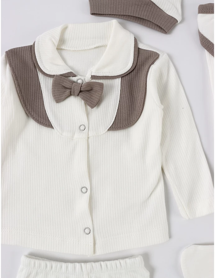 Set 7 piese bebe, Tony, alb-bej picture - 3