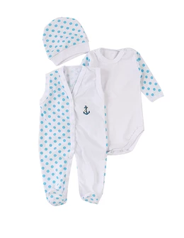 Set baby buline body, salopeta, fes, albastru