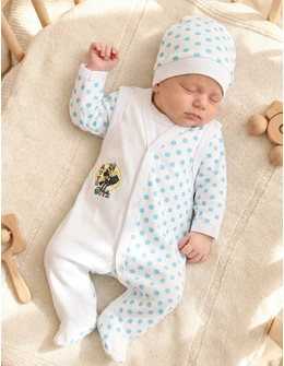 Set baby buline body, salopeta, fes buline albastre 56 (0-1 luni)