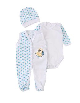 Set baby buline body, salopeta, fes Duck albastru