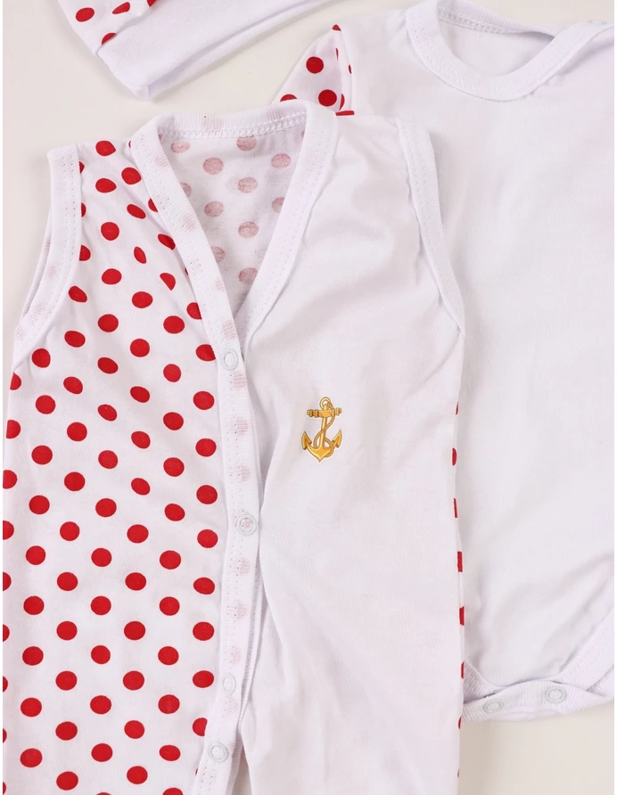 Set baby buline body, salopeta, fes, rosu picture - 4