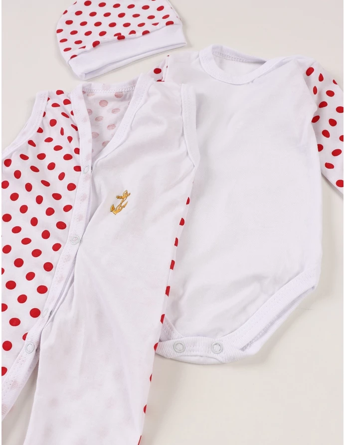 Set baby buline body, salopeta, fes, rosu picture - 5