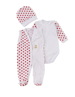 Set baby buline body, salopeta, fes, rosu