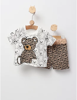 Set baietei ursulet Fashion alb-crem