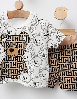Set baietei ursulet Fashion alb-crem