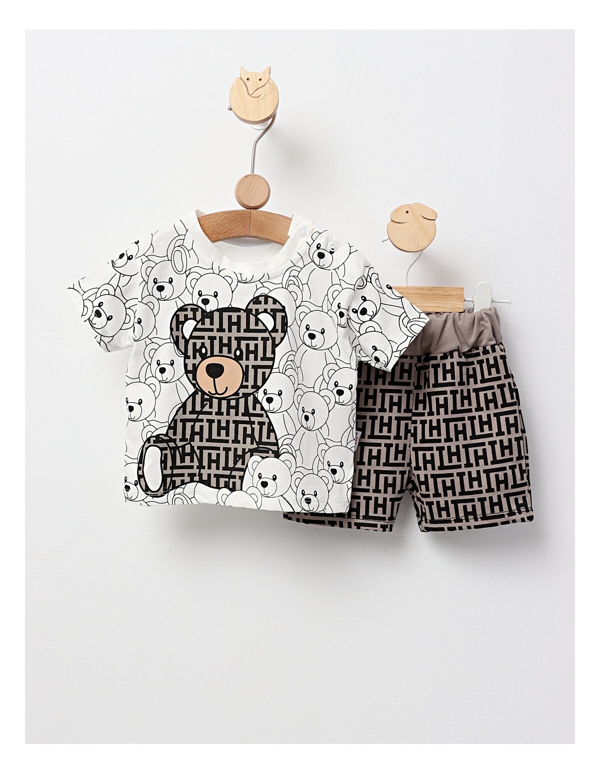Set baietei ursulet Fashion alb-gri