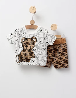 Set baietei ursulet Fashion alb-maro
