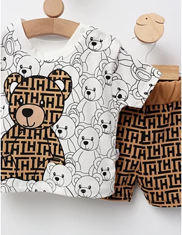 Set baietei ursulet Fashion alb-maro