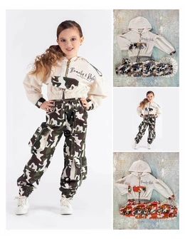 Set Beauty Style Crop Top Army cu gri