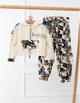 Set Beauty Style Crop Top Army cu gri
