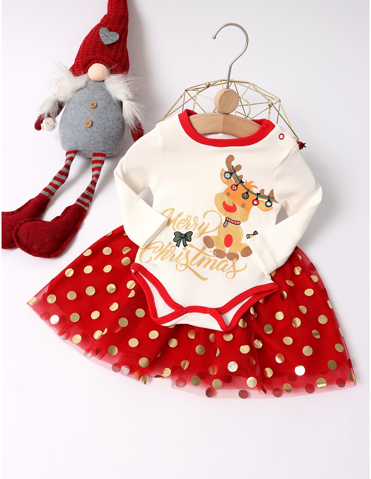 Set Body + Fustita Merry Christmas alb