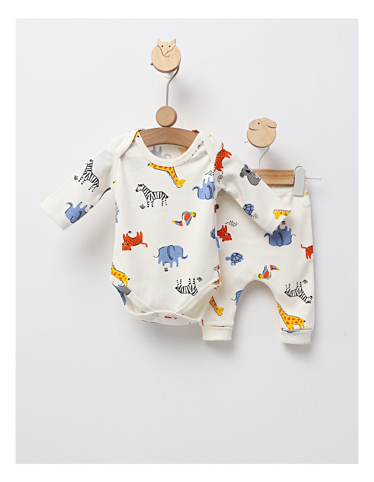 Set Body+Pantalon, Animalute, cu alb