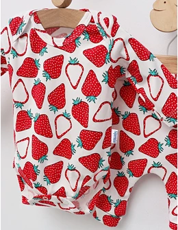 Set Body+Pantalon, Capsuni, cu rosu