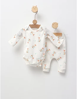Set Body+Pantalon, Happy Ducks, cu alb