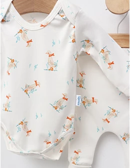 Set Body+Pantalon, Happy Ducks, cu alb